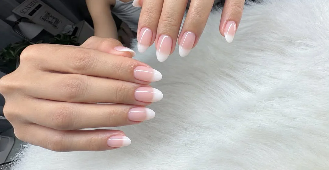 soft ombré baby French almond nails, AyuriNails Beauty Lounge Makati